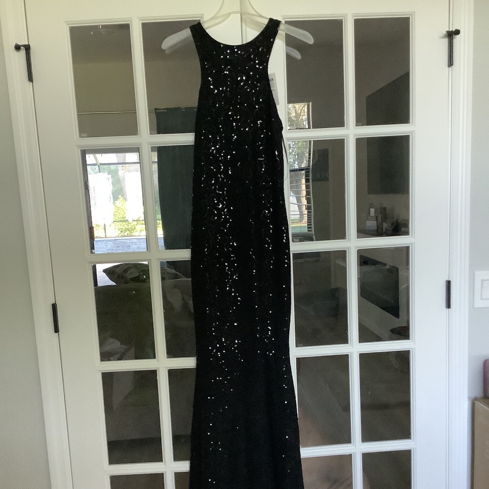 Black sequin long dress